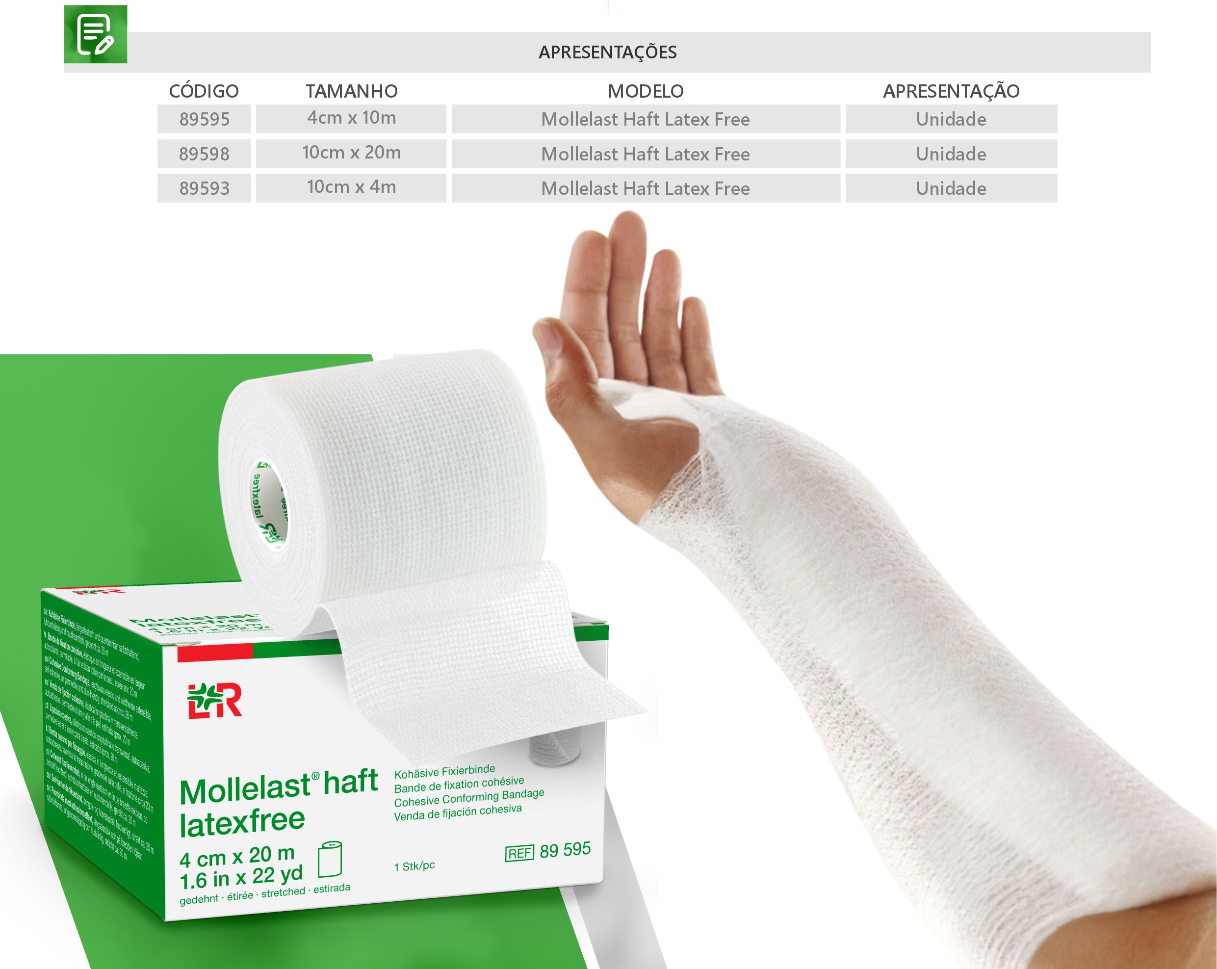 Medidas para Mollelast® Haft Latex Free